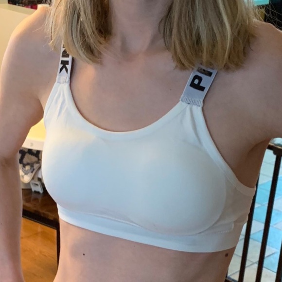 NEW White Sports Bras Black Pink Print Medium - Picture 2 of 8